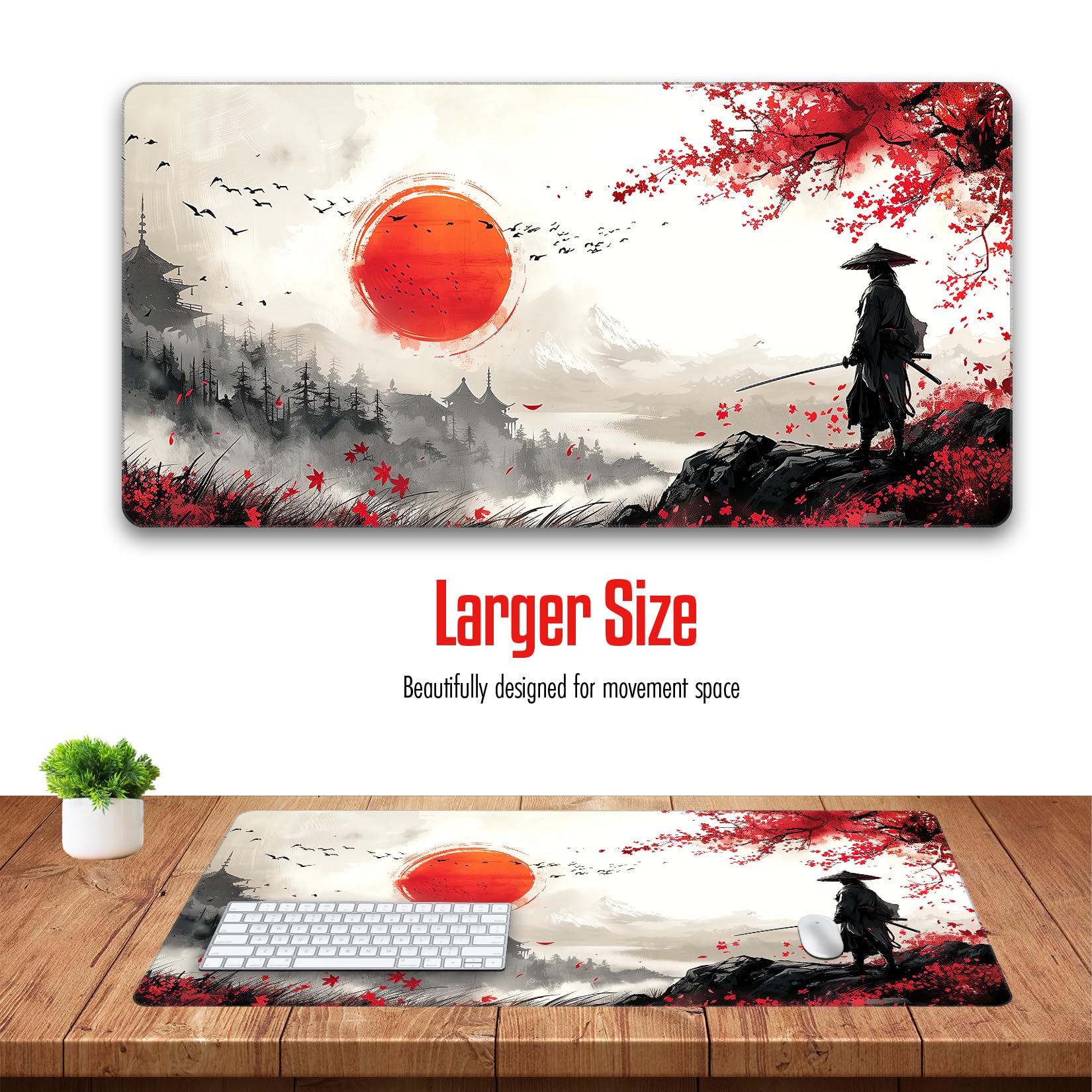 Amazon.com : VNDL Large Japanese Gaming Mouse Pad, White and Red